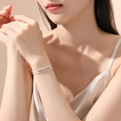 Lắc Tay Bạc Nữ 2 Tầng Dạng Dây Xù Ngôi Sao 5 Cánh Danna LILI 103544 4