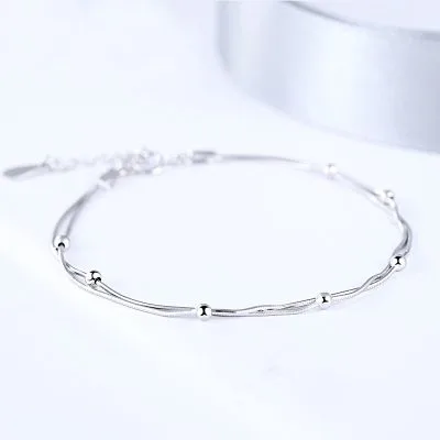 Lắc Tay Bạc Nữ 2 Tầng Tròn Trơn Estelle LILI 096738 1