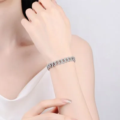 Lắc Tay Bạc Nữ Cuban đính Kim Cương Moissanite Alena LILI 096848 4