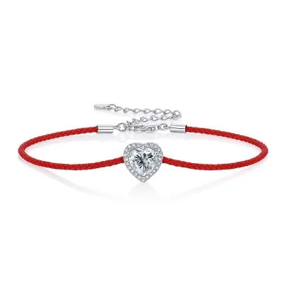 Lắc Tay Bạc Nữ Dây Bện đính Kim Cương Moissanite Trái Tim Carly LILI 096971 4