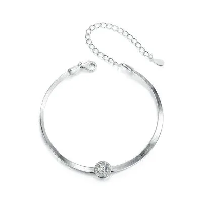 Lắc Tay Bạc Nữ Dây Mì đính Kim Cương Moissanite Tròn Carter LILI 104602 1