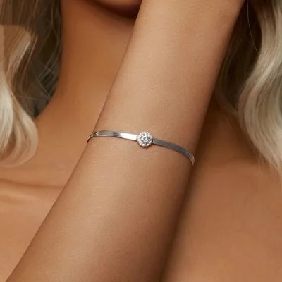 Lắc Tay Bạc Nữ Dây Mì đính Kim Cương Moissanite Tròn Carter LILI 104602 2