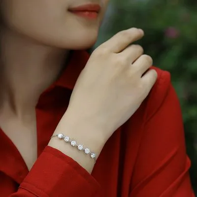 Lắc Tay Bạc Nữ Dây Rút đính Kim Cương Moissanite Alexis LILI 103611 3