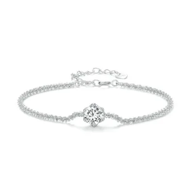 Lắc Tay Bạc Nữ Dây Xù đính Kim Cương Moissanite Sunny LILI 104614 1
