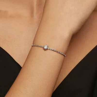 Lắc Tay Bạc Nữ Dây Xù đính Kim Cương Moissanite Sunny LILI 104614 2