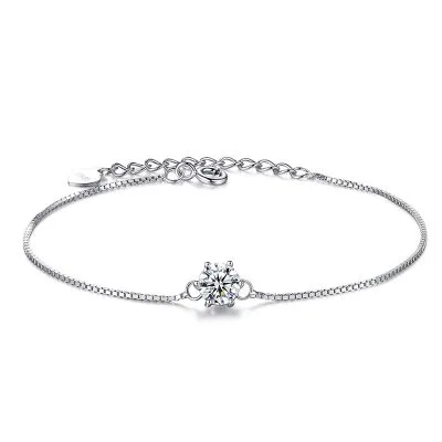 Lắc Tay Bạc Nữ đính đá CZ 1 Hột đơn Giản Gloria LILI 096246 1