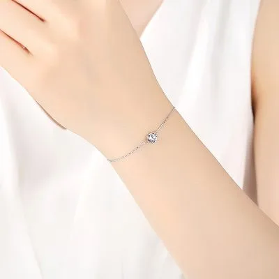 Lắc Tay Bạc Nữ đính đá CZ 1 Hột đơn Giản Gloria LILI 096246 2
