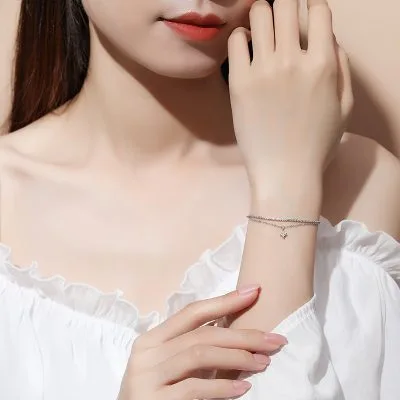 Lắc Tay Bạc Nữ đính đá CZ 2 Tầng Dạng Dây Xù Adelaide LILI 103343 3