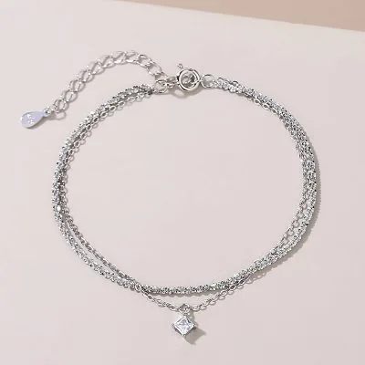 Lắc Tay Bạc Nữ đính đá CZ 2 Tầng Dạng Dây Xù Adelaide LILI 103343 5