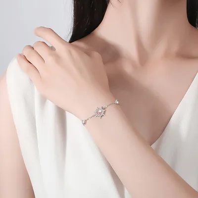 Lắc Tay Bạc Nữ đính đá CZ Dream Heart LILI 096262 2