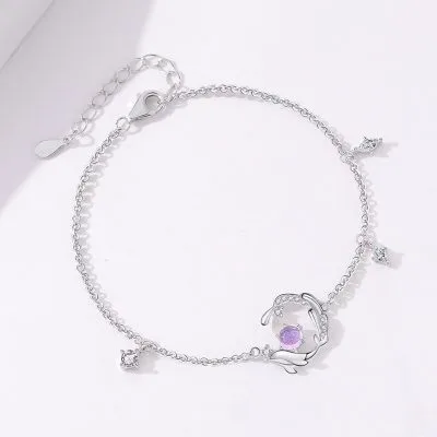 Lắc Tay Bạc Nữ đính đá CZ Cá Voi Và Biển Ezra LILI 096357 1