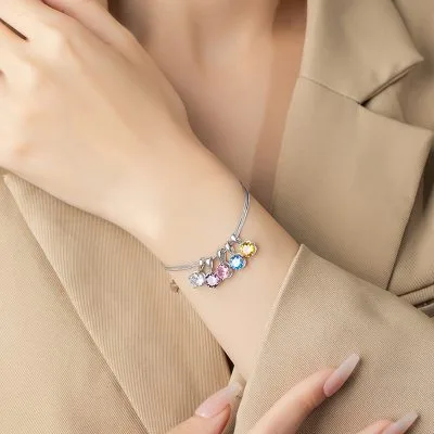 Lắc Tay Bạc Nữ đính đá CZ Chuỗi đá đa Sắc Lena LILI 103126 1