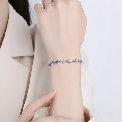 Lắc Tay Bạc Nữ đính đá CZ Cỏ 4 Lá Jemma LILI 096645 3