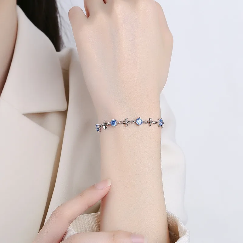 Lắc Tay Bạc Nữ đính đá CZ Cỏ 4 Lá Jemma LILI 096645 3
