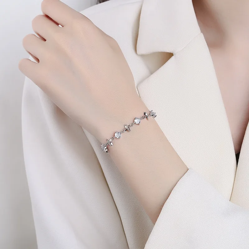 Lắc Tay Bạc Nữ đính đá CZ Cỏ 4 Lá Jemma LILI 096645 4