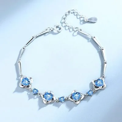 Lắc Tay Bạc Nữ đính đá CZ Cỏ 4 Lá Priscilla LILI 096710 5