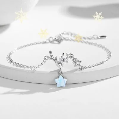 Lắc Tay Bạc Nữ đính đá CZ Gạc Nai Ngôi Sao 5 Cánh Gia LILI 103270 1