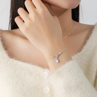 Lắc Tay Bạc Nữ đính đá CZ Gạc Nai Ngôi Sao 5 Cánh Gia LILI 103270 2