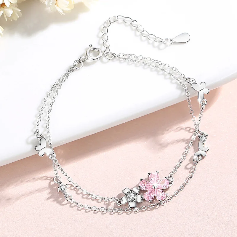 Lắc Tay Bạc Nữ đính đá CZ Hình Bông Hoa Anh đào Cheyenne LILI 096540 4