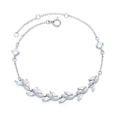 Lắc Tay Bạc Nữ đính đá CZ Hình Cành Và Lá Fallon LILI 096691 5