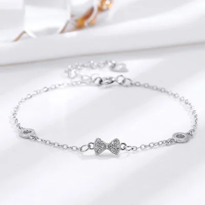 Lắc Tay Bạc Nữ đính đá CZ Hình Chiếc Nơ Xinh Xắn Melany LILI 096203 1