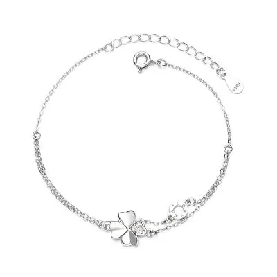 Lắc Tay Bạc Nữ đính đá CZ Hình Cỏ 4 Lá Charley LILI 096631 3