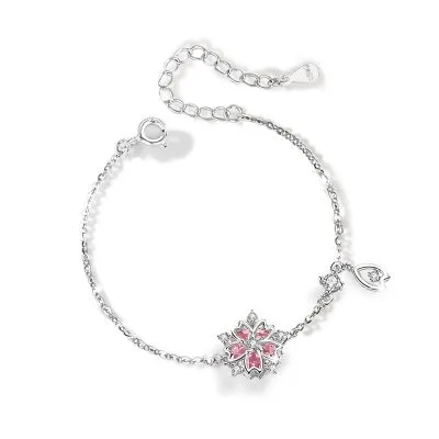 Lắc Tay Bạc Nữ đính đá CZ Hình Hoa Anh đào Sakura LILI 096270 5