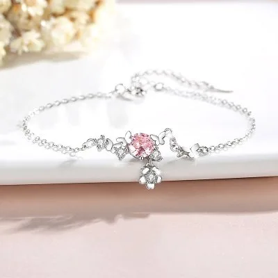 Lắc Tay Bạc Nữ đính đá CZ Hình Hoa Bướm Karla LILI 096555 1