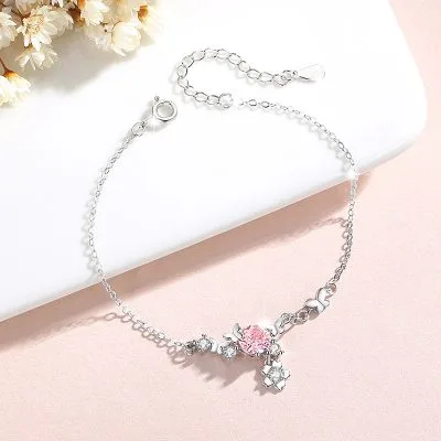 Lắc Tay Bạc Nữ đính đá CZ Hình Hoa Bướm Karla LILI 096555 4