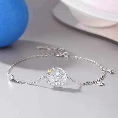 Lắc Tay Bạc Nữ đính đá CZ Hình Lâu đài ánh Sao Kenna LILI 096518 4