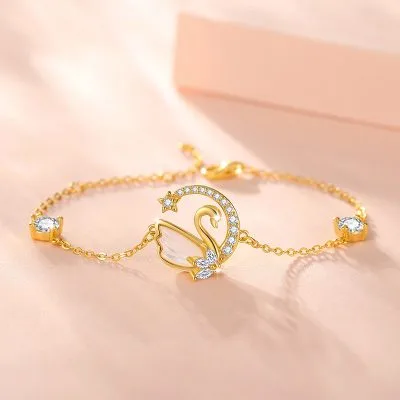 Lắc Tay Bạc Nữ đính đá CZ Hình Thiên Nga Harow LILI 103235 1