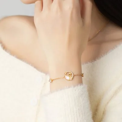 Lắc Tay Bạc Nữ đính đá CZ Hình Thiên Nga Harow LILI 103235 2