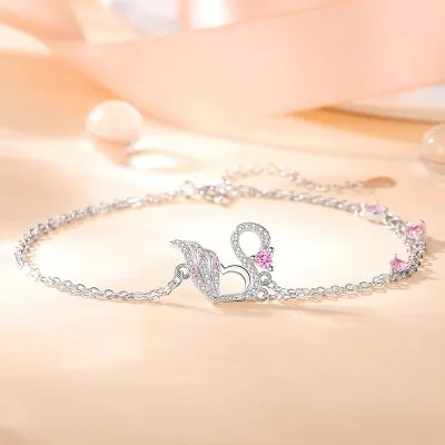 Lắc Tay Bạc Nữ đính đá CZ Hình Thiên Nga Hope LILI 103227 2