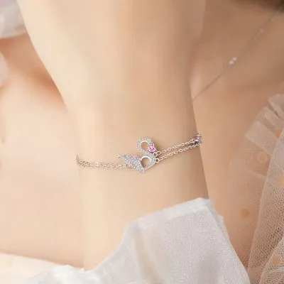 Lắc Tay Bạc Nữ đính đá CZ Hình Thiên Nga Hope LILI 103227 3
