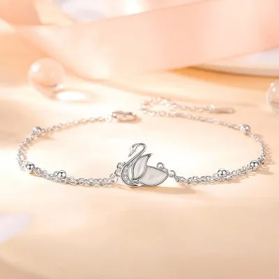 Lắc Tay Bạc Nữ đính đá CZ Hình Thiên Nga Malia LILI 103249 1