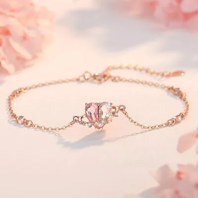 Lắc Tay Bạc Nữ đính đá CZ Hình Trái Tim Elise LILI 103220 1