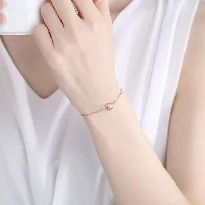 Lắc Tay Bạc Nữ đính đá CZ Hình Trái Tim Nola LILI 096236 1