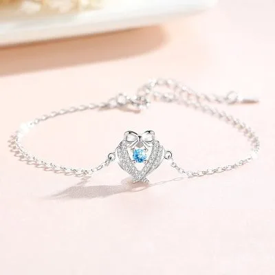 Lắc Tay Bạc Nữ đính đá CZ Hình Trái Tim Ngọt Ngào Louise LILI 096294 1