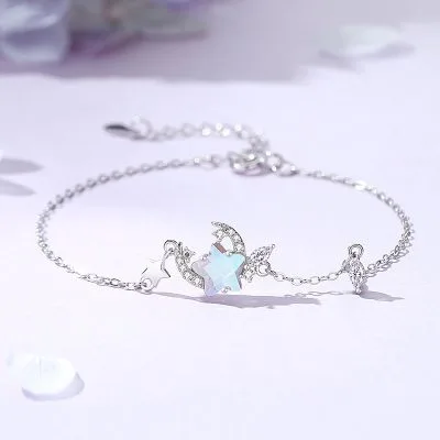 Lắc Tay Bạc Nữ đính đá CZ Hình Trăng Và Sao Blair LILI 103334 1