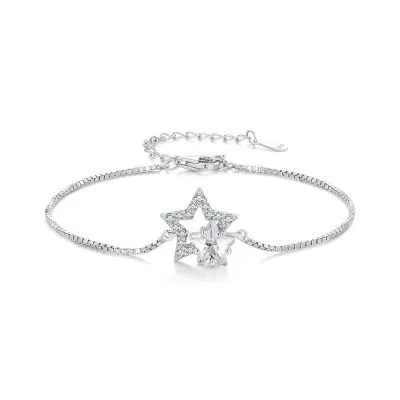 Lắc Tay Bạc Nữ đính đá CZ Ngôi Sao 5 Cánh Frankie LILI 104581 1