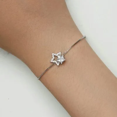 Lắc Tay Bạc Nữ đính đá CZ Ngôi Sao 5 Cánh Frankie LILI 104581 2