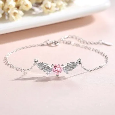 Lắc Tay Bạc Nữ đính đá CZ Trái Tim Thiên Thần Jazmin LILI 096571 1