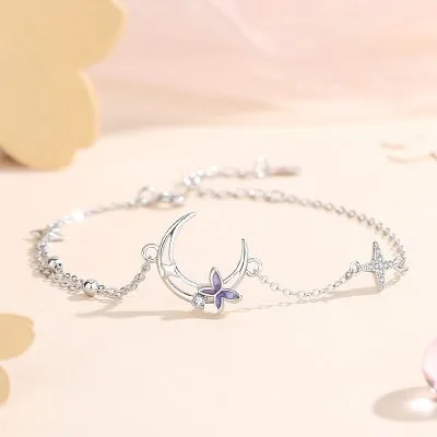 Lắc Tay Bạc Nữ đính đá CZ Trăng Hồ điệp Celeste LILI 103426 4