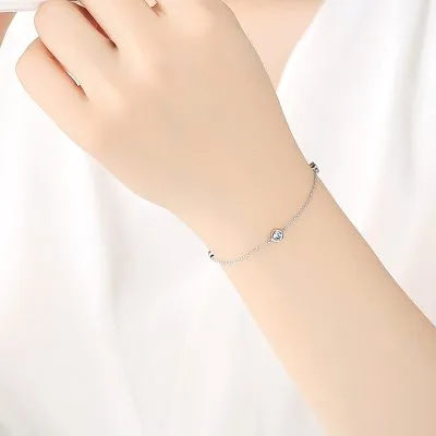 Lắc Tay Bạc Nữ đính đá CZ Tròn Keilani LILI 096254 2