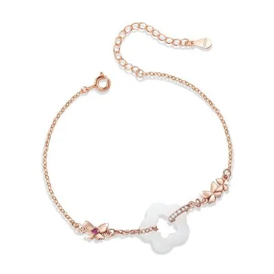 Lắc Tay Bạc Nữ đính đá Chalcedony Hoa Mai Stevie LILI 103242 5