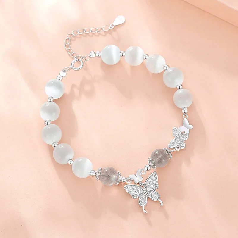 Lắc Tay Bạc Nữ đính đá Mắt Mèo Hình Hồ điệp Gracie LILI 103205 3
