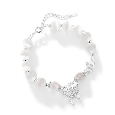 Lắc Tay Bạc Nữ đính đá Mắt Mèo Hình Hồ điệp Gracie LILI 103205 5
