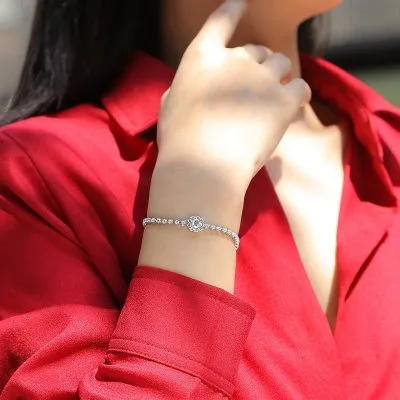 Lắc Tay Bạc Nữ đính Kim Cương Moissanite Luciana LILI 103605 2