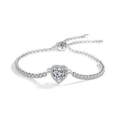 Lắc Tay Bạc Nữ đính Kim Cương Moissanite Hình Trái Tim Laura LILI 103618 4