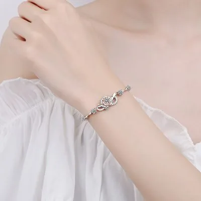 Lắc Tay Bạc Nữ đính Kim Cương Moissanite Hoa Hồng Paulina LILI 097046 4
